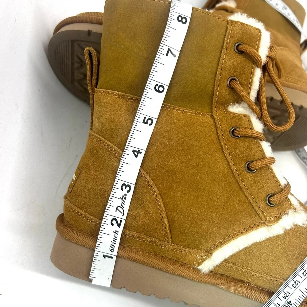 Koolaburra by UGG Advay Tall Boot Women 10 Shearling Lined Lace-Up Boot Chestnut